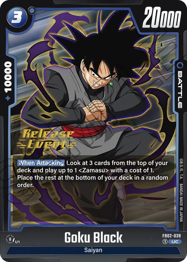 Goku Black FB02-039 card from Blazing Aura Release Event Cards