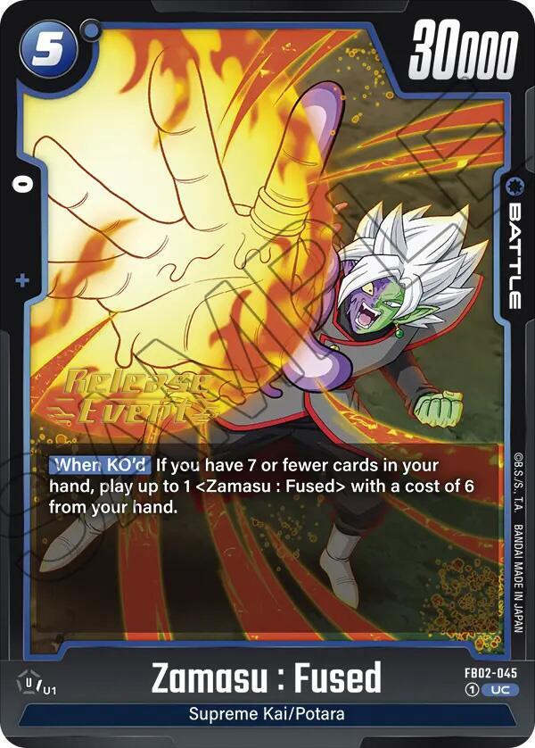 Zamasu : Fused FB02-045 card from Blazing Aura Release Event Cards