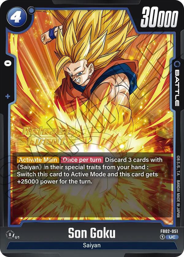 Son Goku FB02-051 card from Blazing Aura Release Event Cards