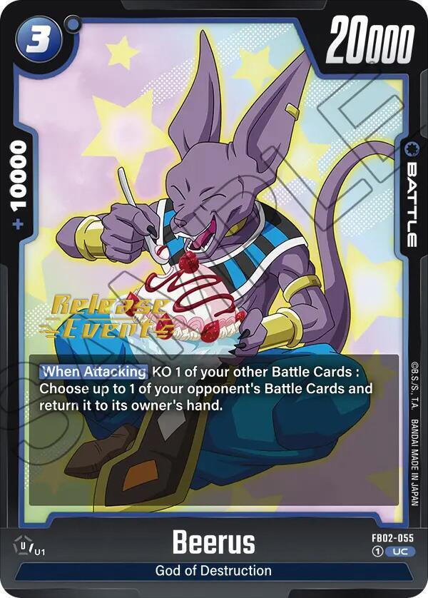 Beerus FB02-055 card from Blazing Aura Release Event Cards