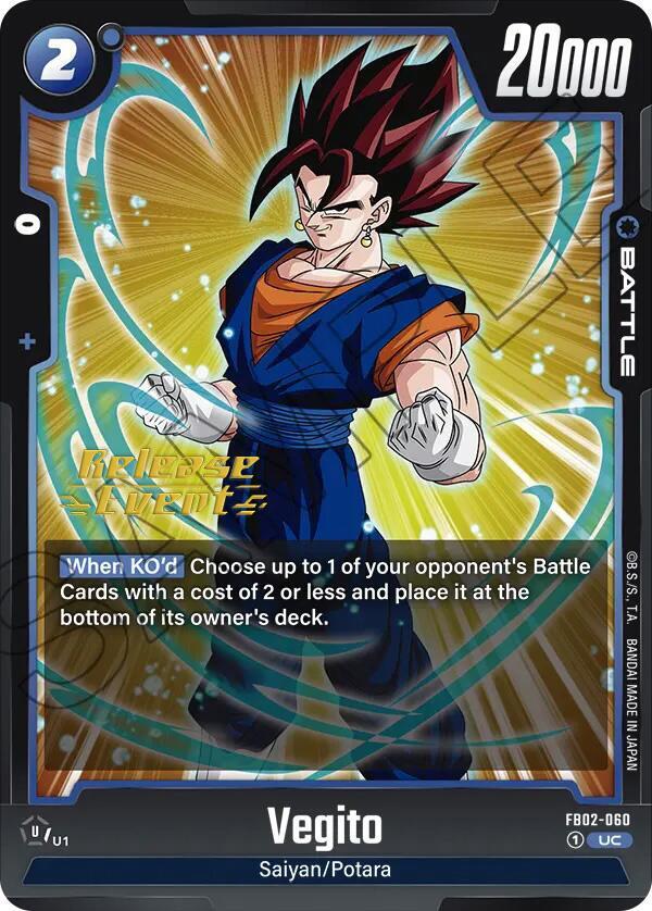 Vegito FB02-060 card from Blazing Aura Release Event Cards