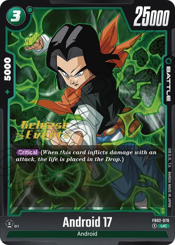 Android 17 FB02-076 card from Blazing Aura Release Event Cards