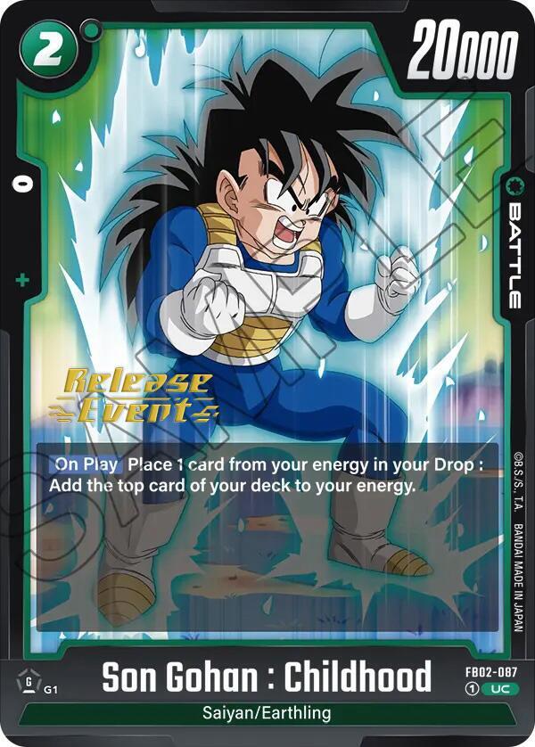 Son Gohan : Childhood FB02-087 card from Blazing Aura Release Event Cards