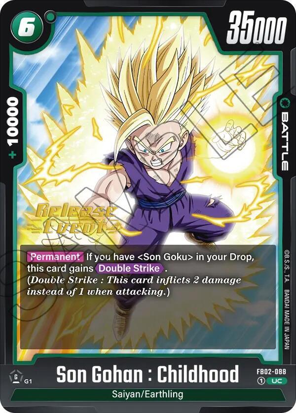 Son Gohan : Childhood FB02-088 card from Blazing Aura Release Event Cards