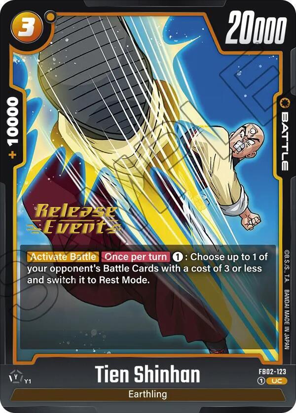 Tien Shinhan FB02-123 card from Blazing Aura Release Event Cards