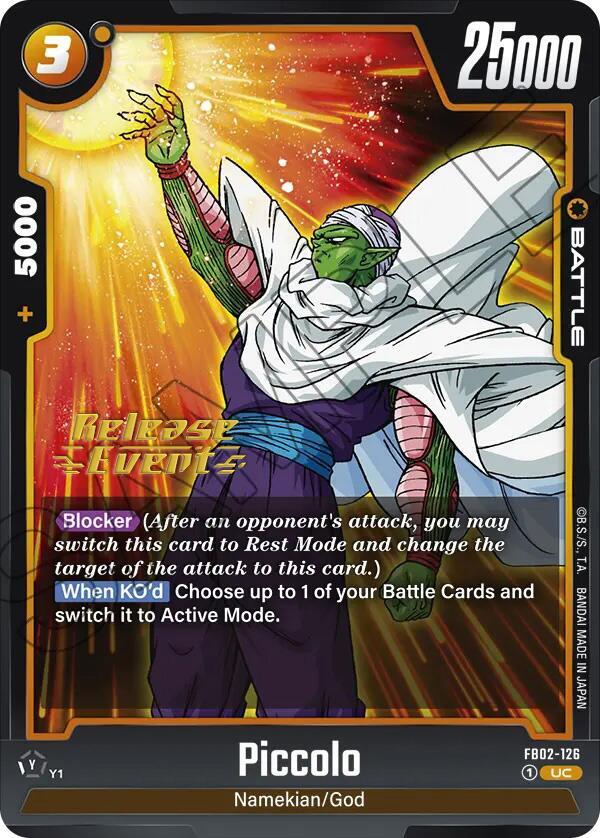 Piccolo FB02-126 card from Blazing Aura Release Event Cards