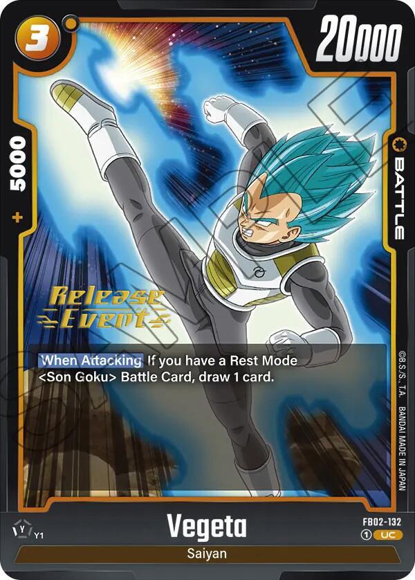 Vegeta FB02-132 card from Blazing Aura Release Event Cards