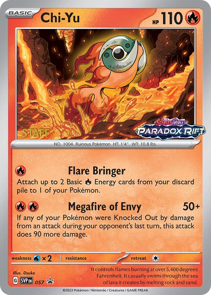 Chi-Yu (Prerelease) [Staff] 057 card from SV: Scarlet & Violet Promo Cards
