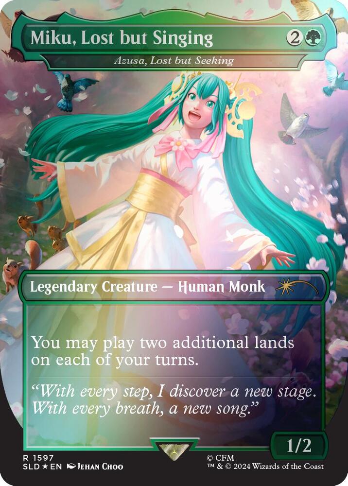 Miku, Lost but Singing - Azusa, Lost but Seeking (Rainbow Foil) 1597 card from Secret Lair Drop Series