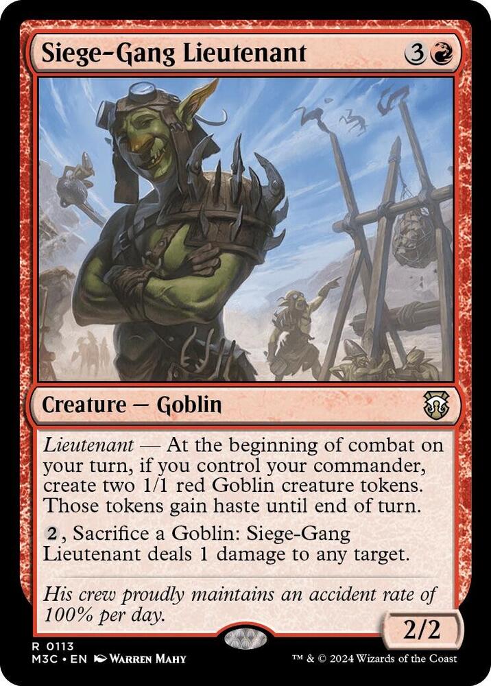Siege-Gang Lieutenant 113 card from Commander: Modern Horizons 3