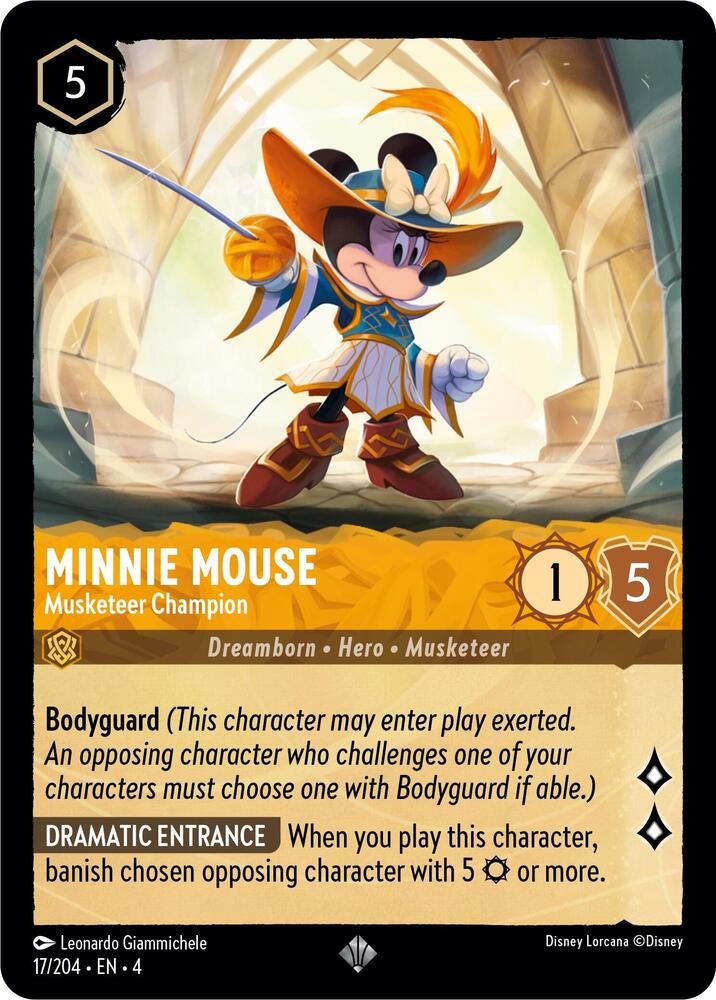 Minnie Mouse - Musketeer Champion 17/204 card from Ursula's Return