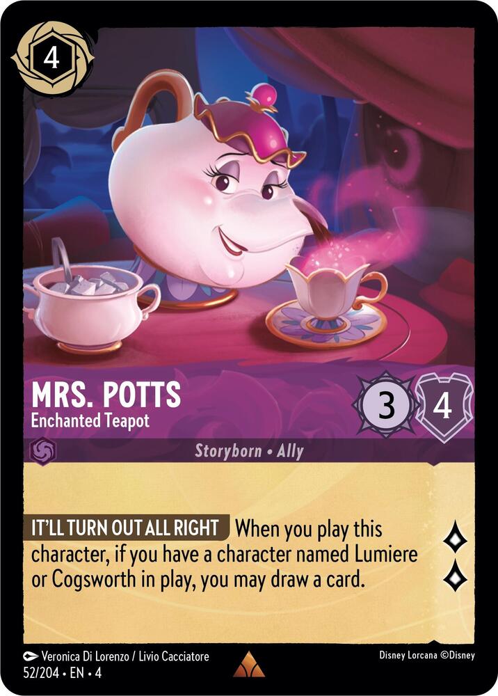 Mrs. Potts - Enchanted Teapot 52/204 card from Ursula's Return