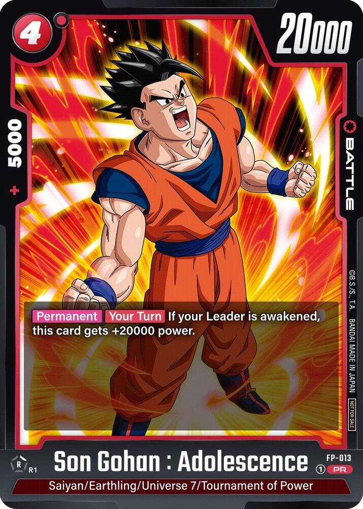 Son Gohan : Adolescence FP-013 card from Fusion World Promotion Cards and Packs