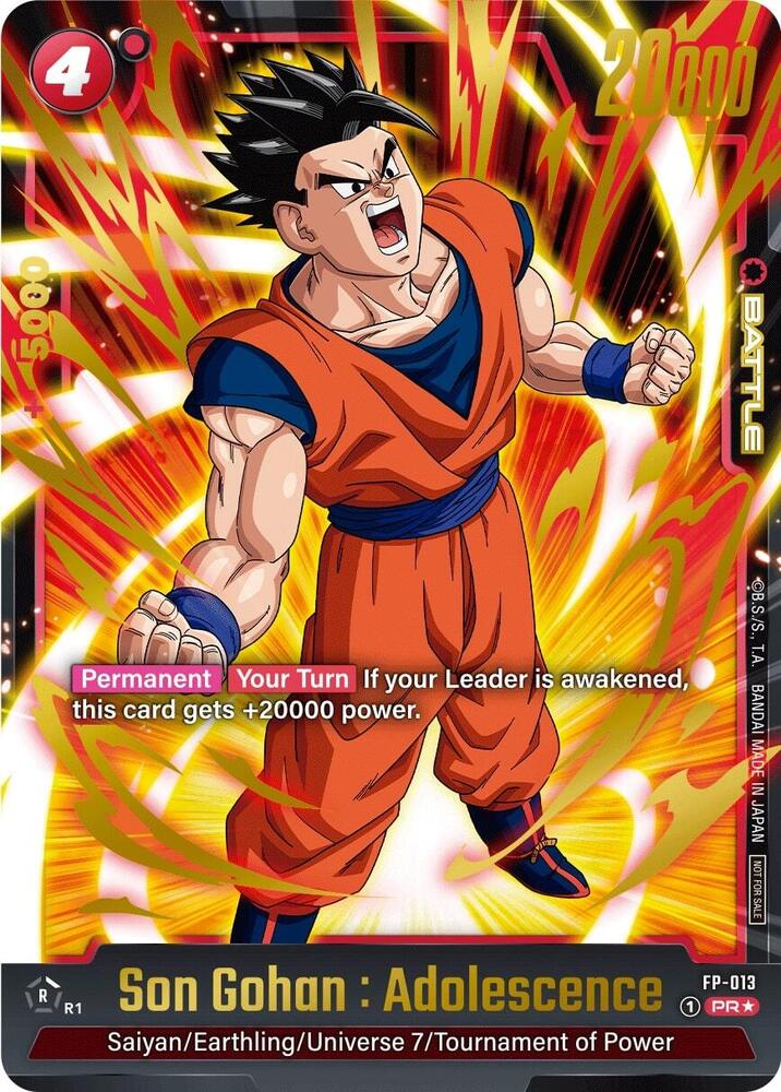 Son Gohan : Adolescence (Gold) FP-013 card from Fusion World Promotion Cards and Packs