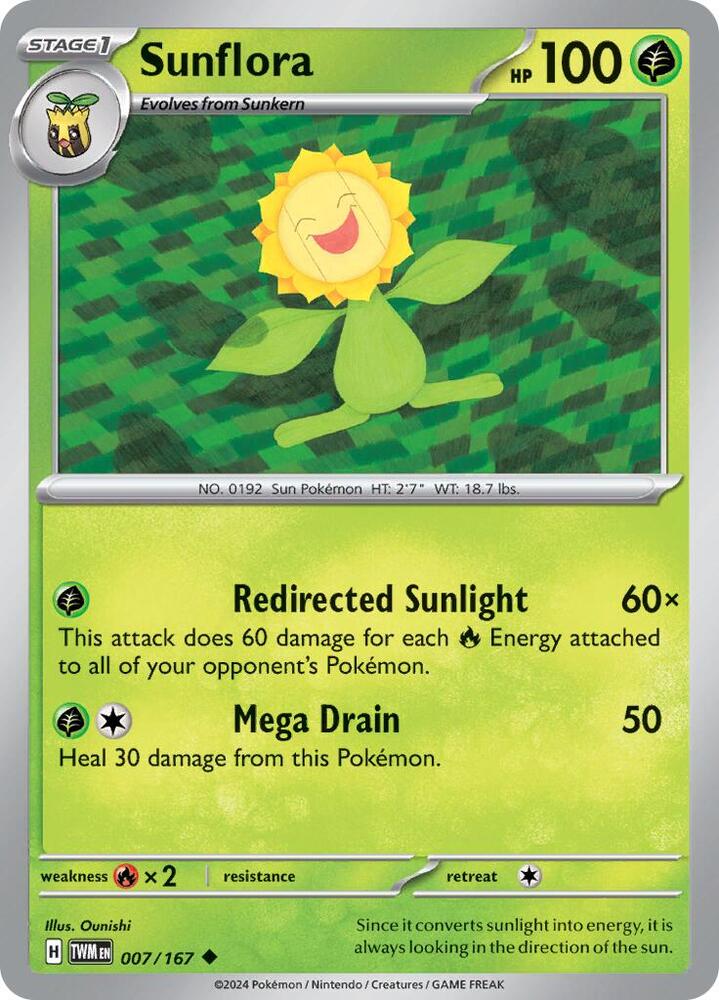 Sunflora 007/167 card from SV06: Twilight Masquerade