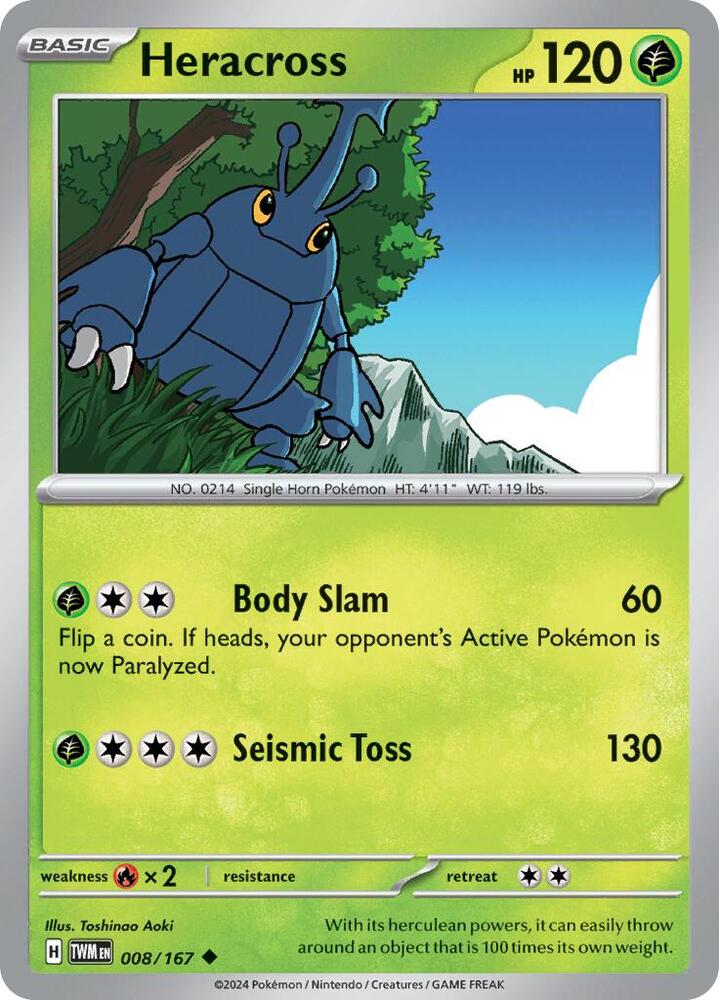 Heracross 008/167 card from SV06: Twilight Masquerade