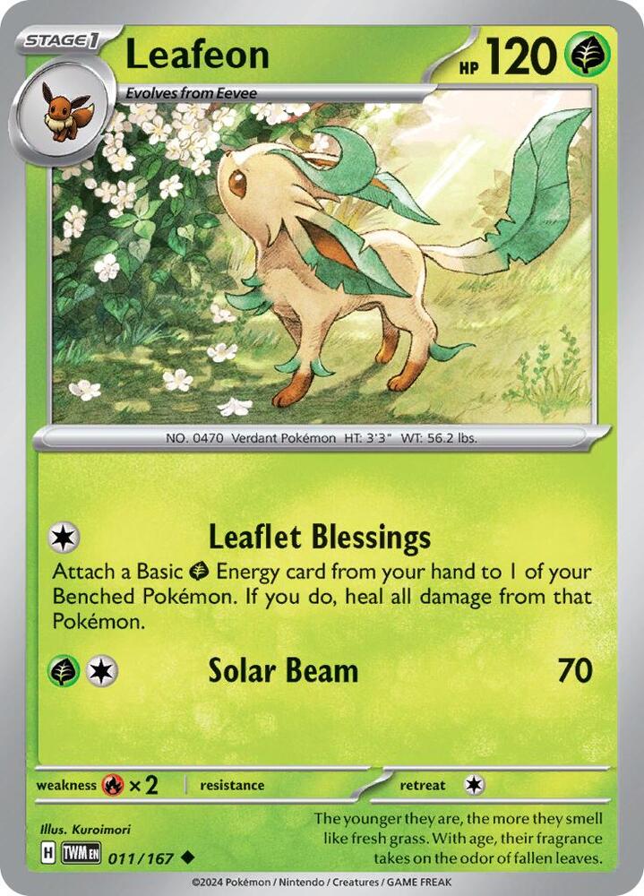 Leafeon 011/167 card from SV06: Twilight Masquerade