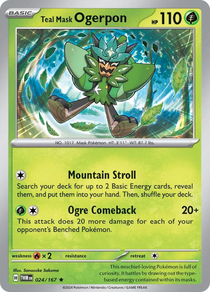 Teal Mask Ogerpon 024/167 card from SV06: Twilight Masquerade