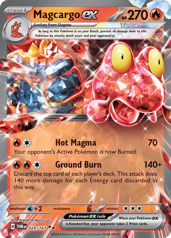 Magcargo ex 029/167 card from SV06: Twilight Masquerade