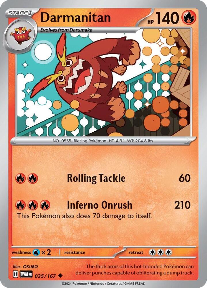 Darmanitan 035/167 card from SV06: Twilight Masquerade