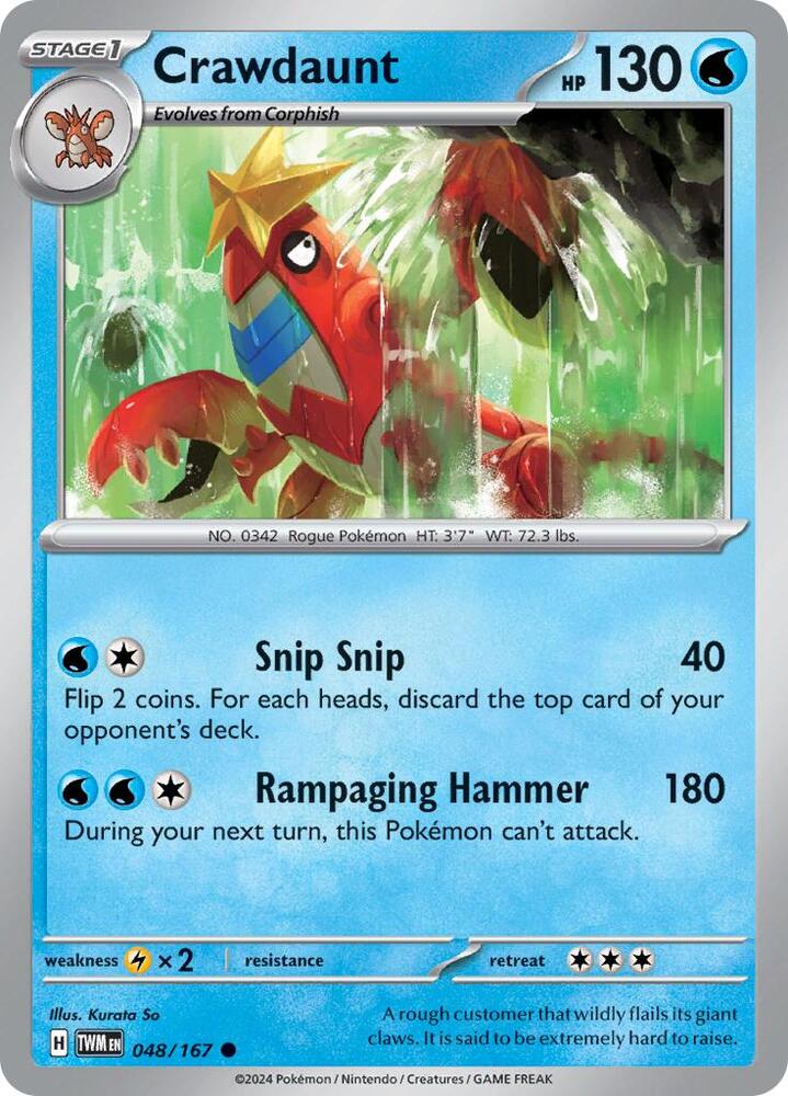 Crawdaunt 048/167 card from SV06: Twilight Masquerade