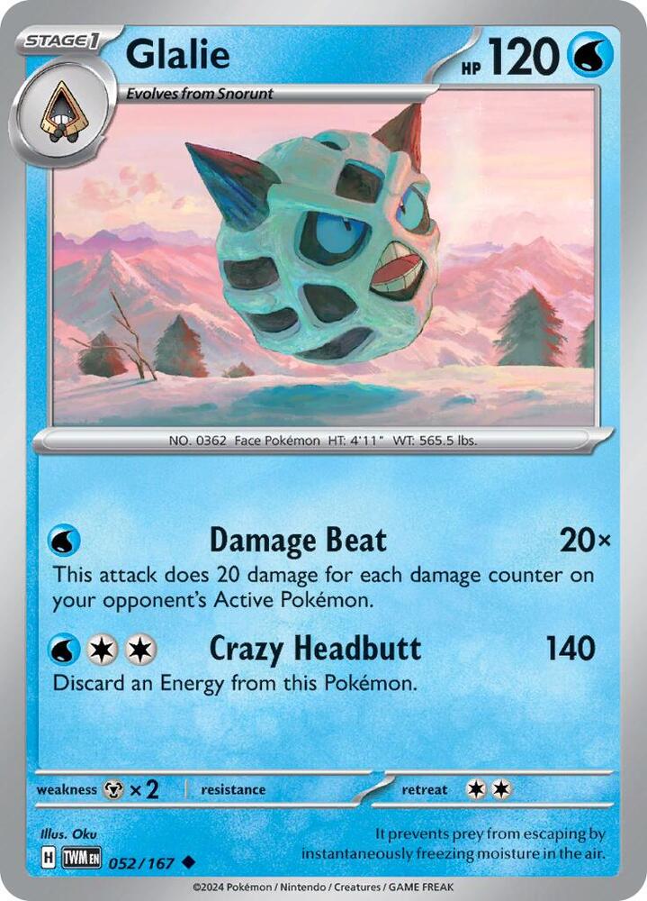 Glalie 052/167 card from SV06: Twilight Masquerade