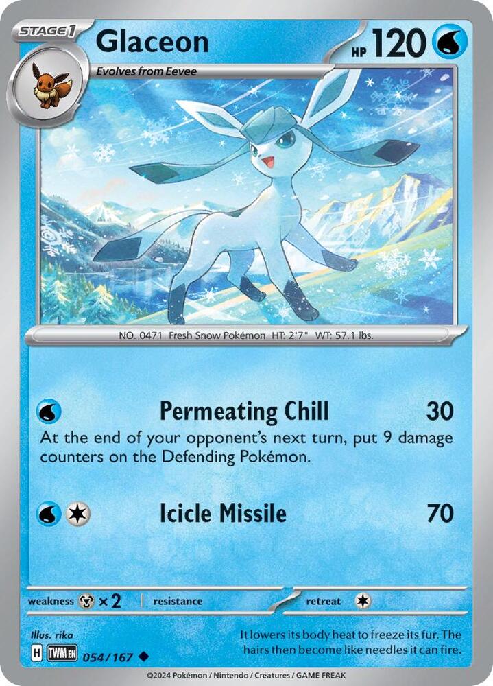 Glaceon 054/167 card from SV06: Twilight Masquerade
