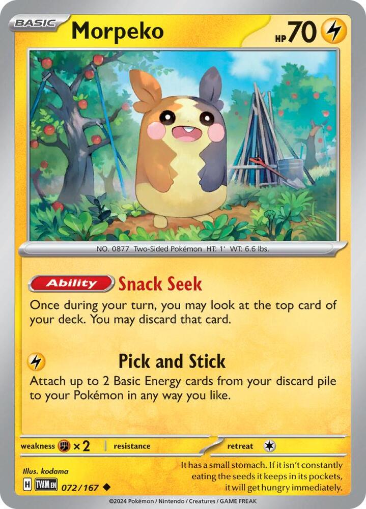 Morpeko 072/167 card from SV06: Twilight Masquerade