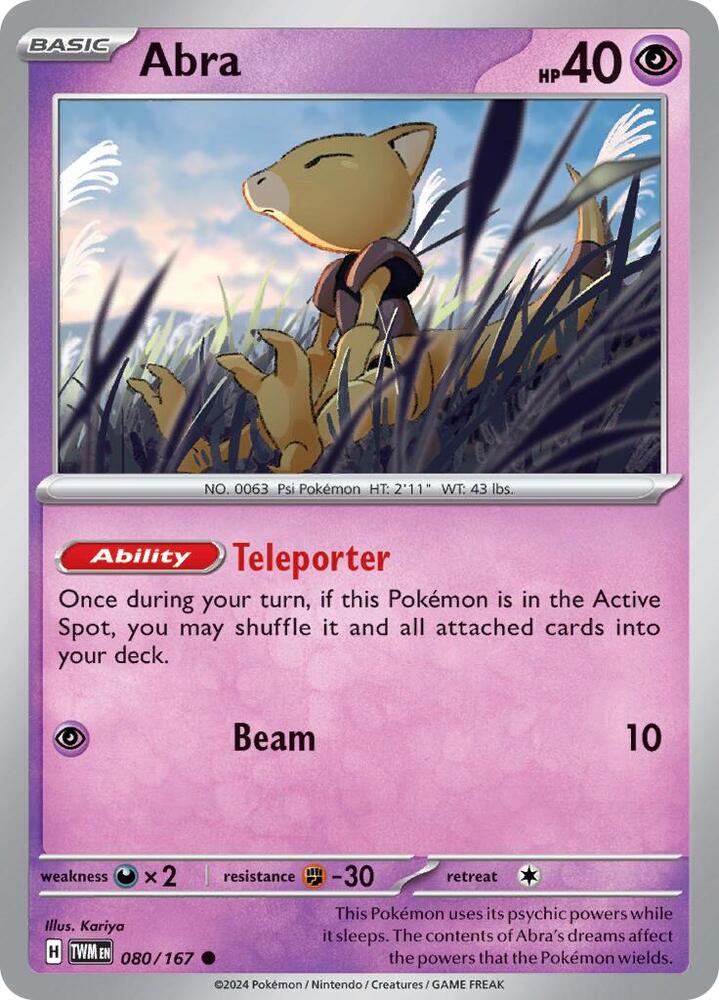 Abra 080/167 card from SV06: Twilight Masquerade