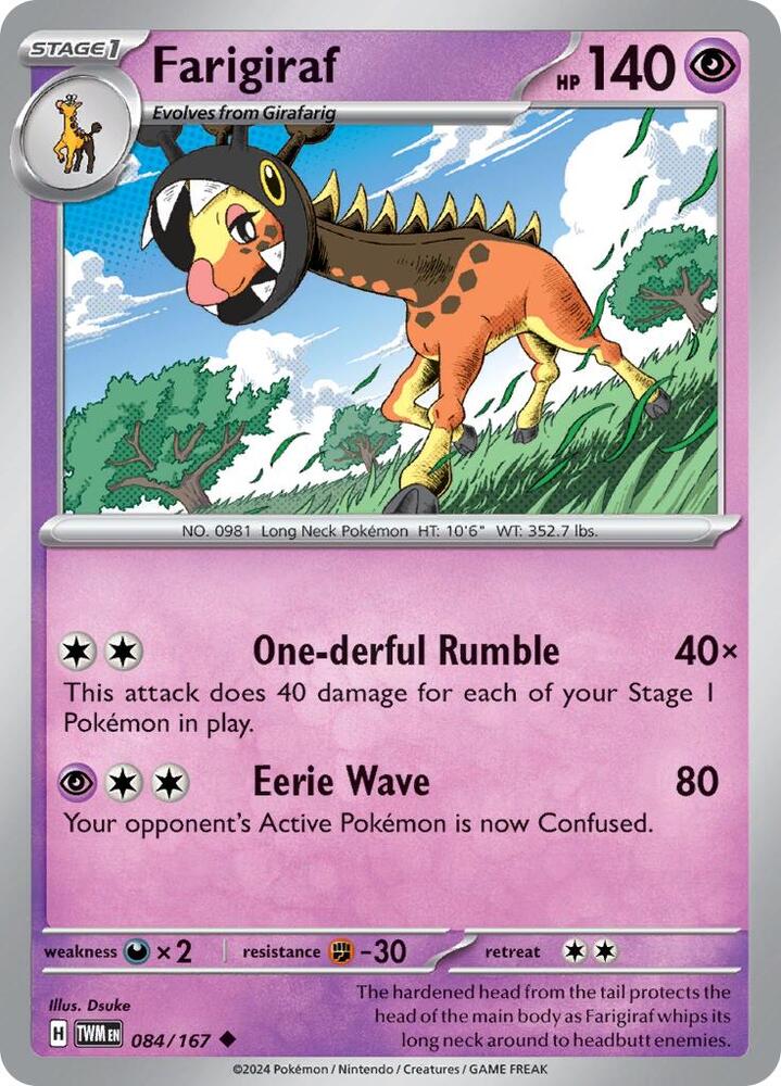Farigiraf 084/167 card from SV06: Twilight Masquerade