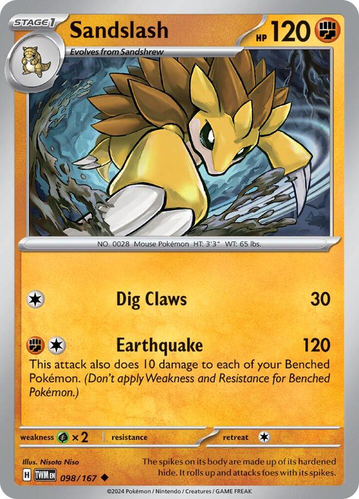 Sandslash 098/167 card from SV06: Twilight Masquerade