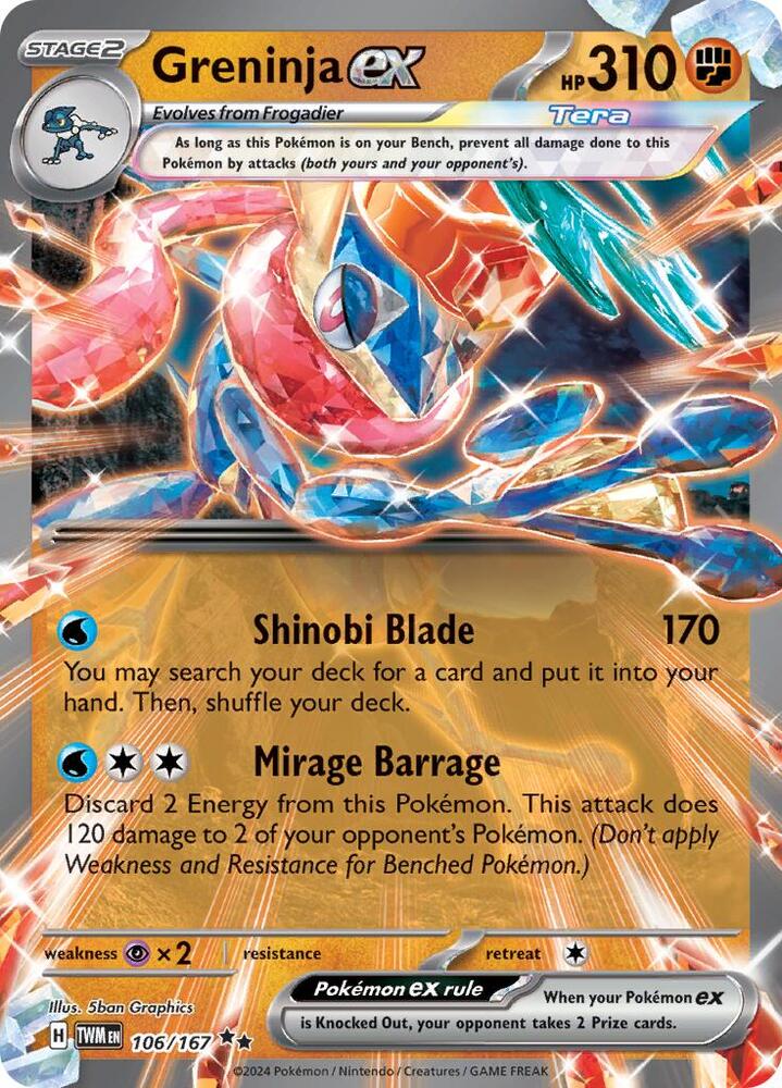 Greninja ex 106/167 card from SV06: Twilight Masquerade