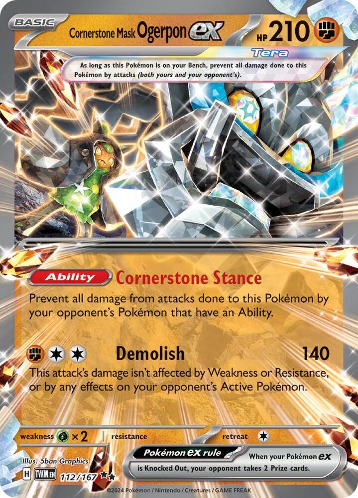Cornerstone Mask Ogerpon ex 112/167 card from SV06: Twilight Masquerade