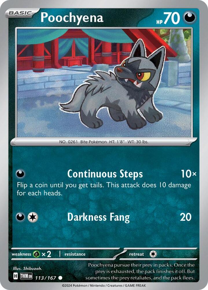 Poochyena 113/167 card from SV06: Twilight Masquerade