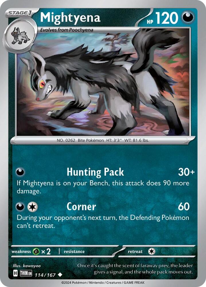 Mightyena 114/167 card from SV06: Twilight Masquerade