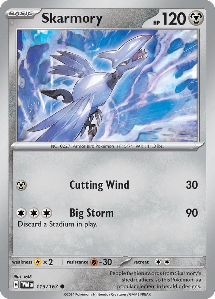 Skarmory 119/167 card from SV06: Twilight Masquerade