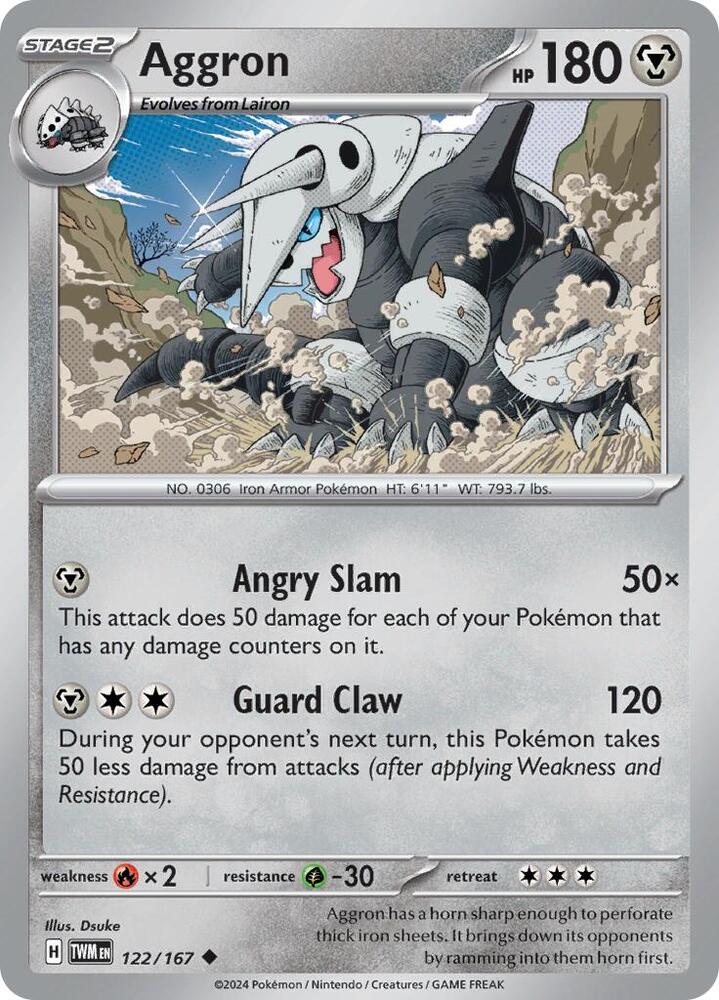Aggron 122/167 card from SV06: Twilight Masquerade