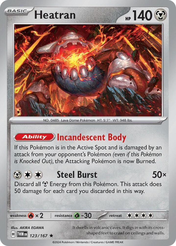 Heatran 123/167 card from SV06: Twilight Masquerade