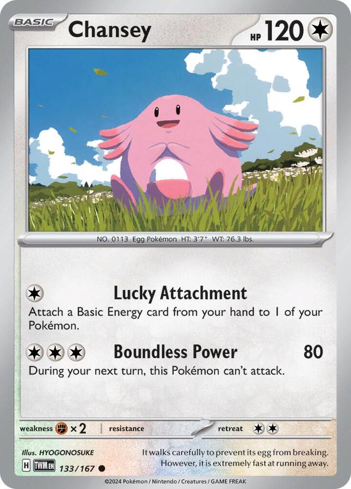 Chansey 133/167 card from SV06: Twilight Masquerade