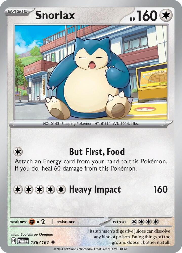 Snorlax 136/167 card from SV06: Twilight Masquerade