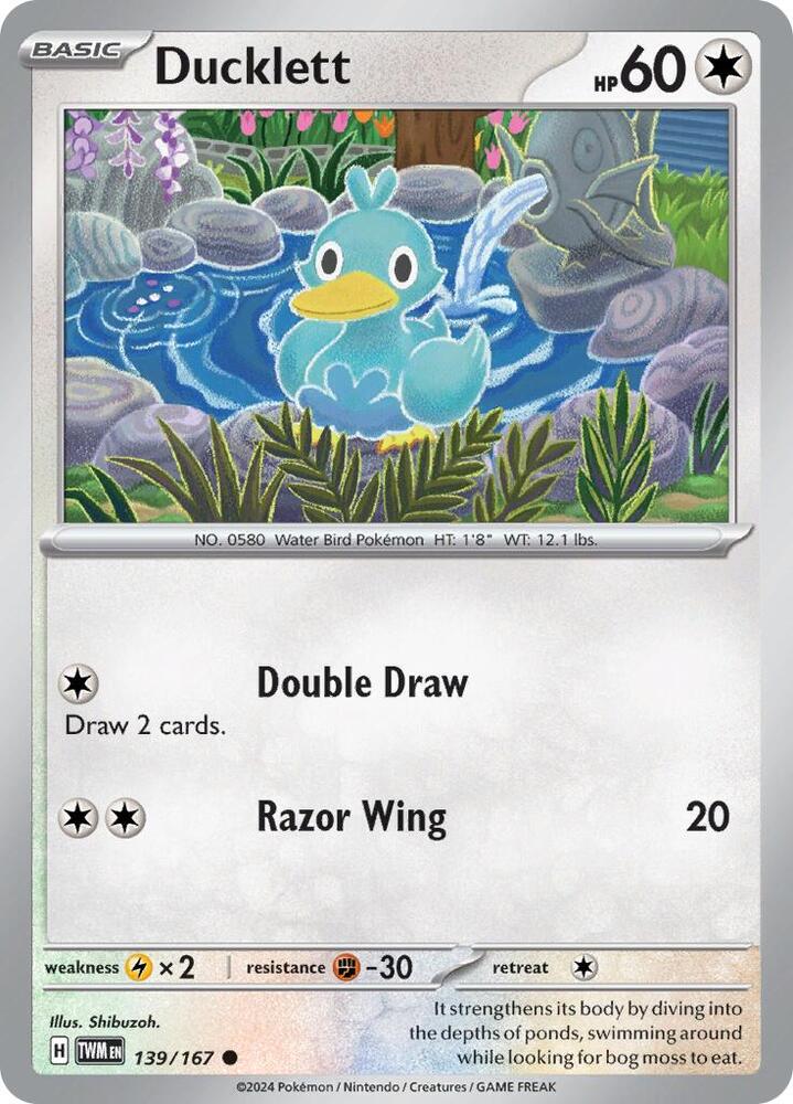 Ducklett 139/167 card from SV06: Twilight Masquerade