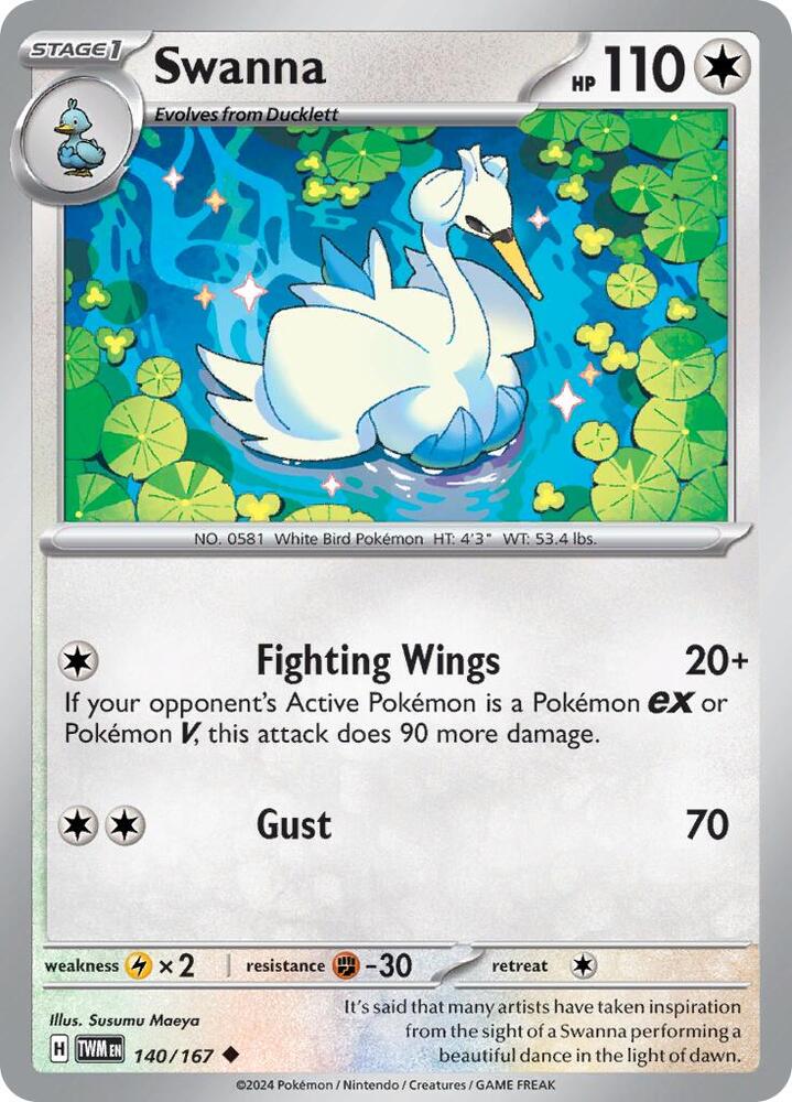 Swanna 140/167 card from SV06: Twilight Masquerade