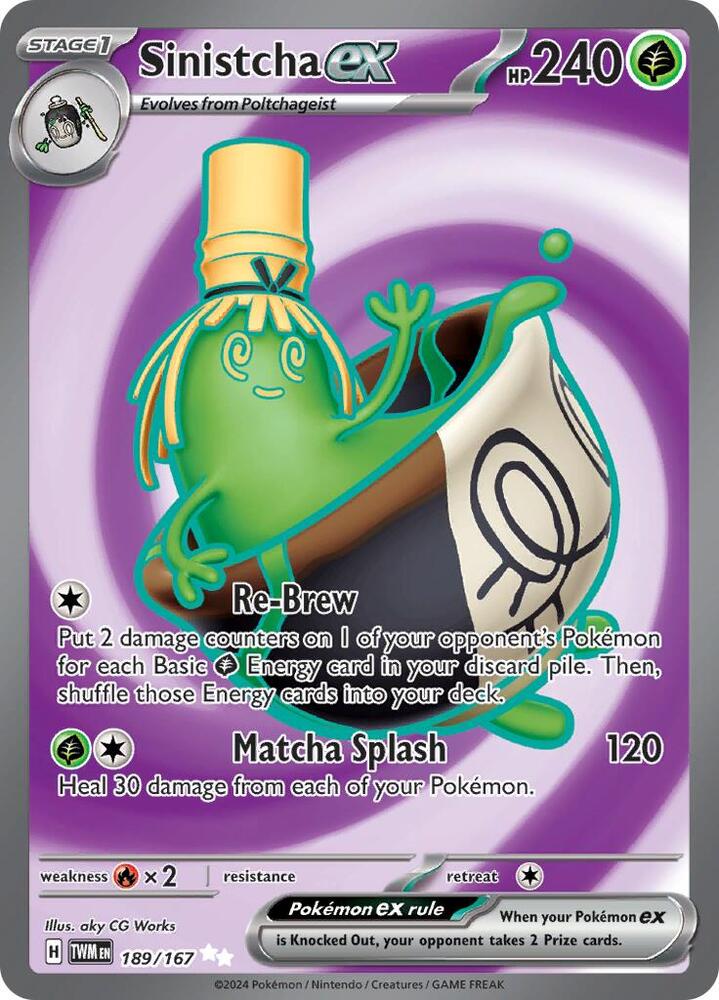 Sinistcha ex 189/167 card from SV06: Twilight Masquerade