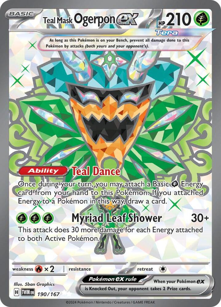 Teal Mask Ogerpon ex 190/167 card from SV06: Twilight Masquerade