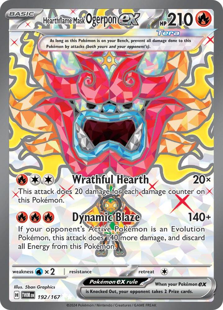 Hearthflame Mask Ogerpon ex 192/167 card from SV06: Twilight Masquerade