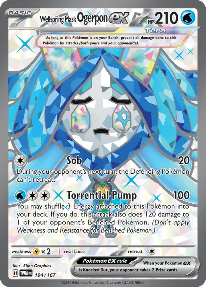 Wellspring Mask Ogerpon ex 194/167 card from SV06: Twilight Masquerade