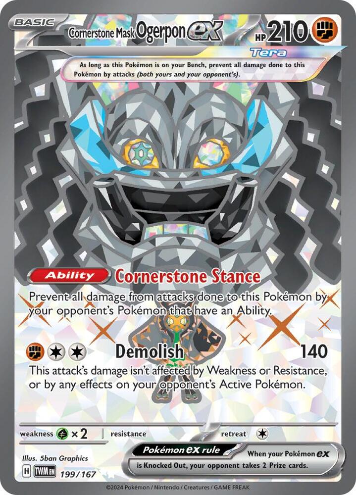 Cornerstone Mask Ogerpon ex 199/167 card from SV06: Twilight Masquerade