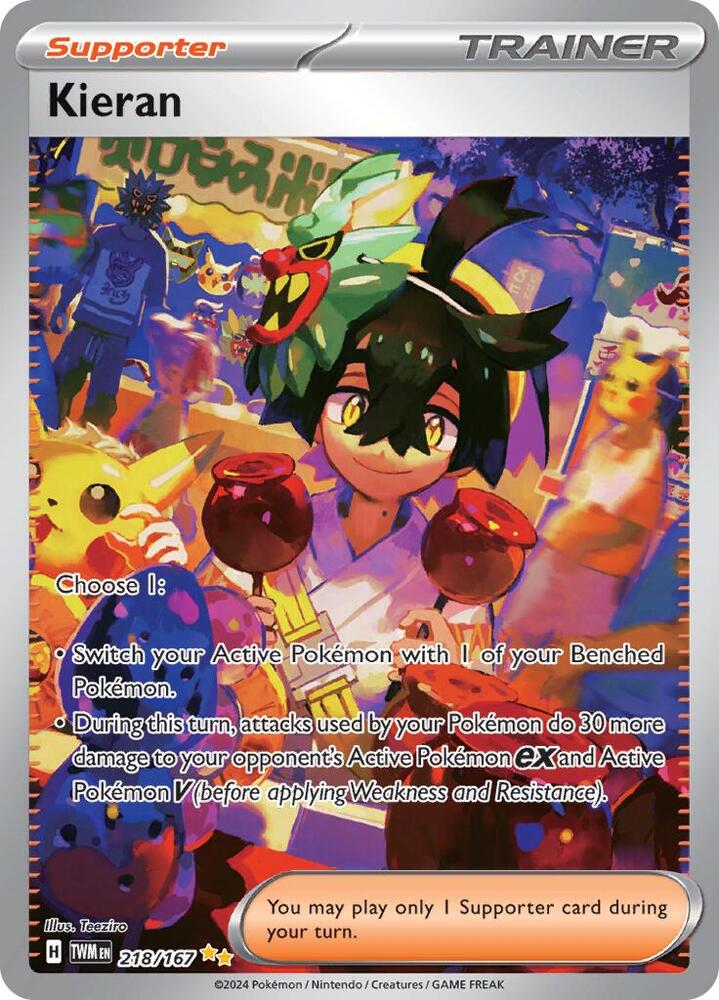 Kieran 218/167 card from SV06: Twilight Masquerade