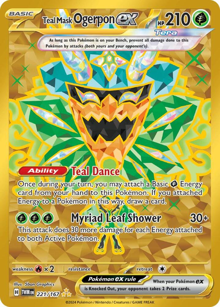 Teal Mask Ogerpon ex 221/167 card from SV06: Twilight Masquerade