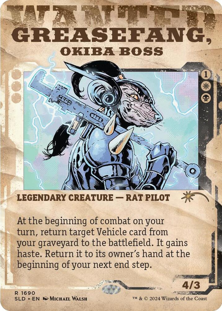 Greasefang, Okiba Boss 1690 card from Secret Lair Drop Series